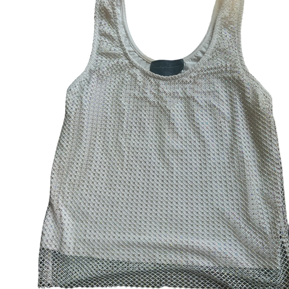 Sunday in Brooklyn cream tank top with sparkle size XS